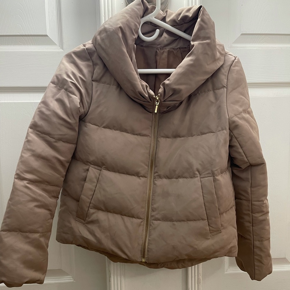 COPY - Brown zipped up Puffed Jacket Unique Neck Sz S- 4